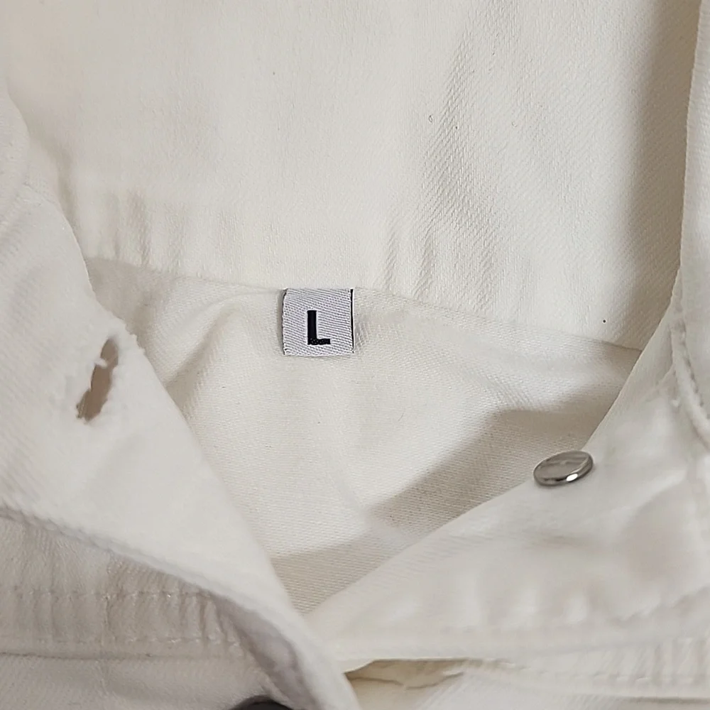 Kut from the Kloth White Denim Jean Jacket Sz L Classic, Minimalist